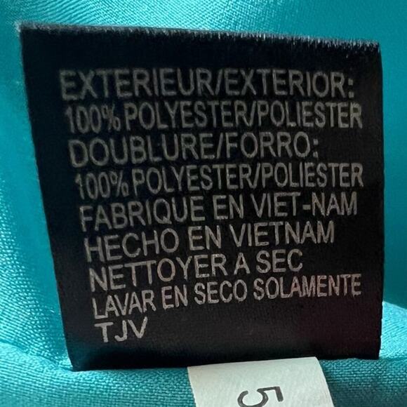 Tahari Graphic Print Crepe de Chine Shift Dress, Keyhole, Turquoise, size 14W - Picture 14 of 14